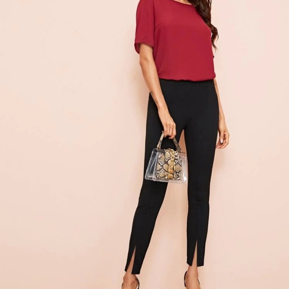 Slit flared dress pants high waist minimalist - Picture 2 of 5